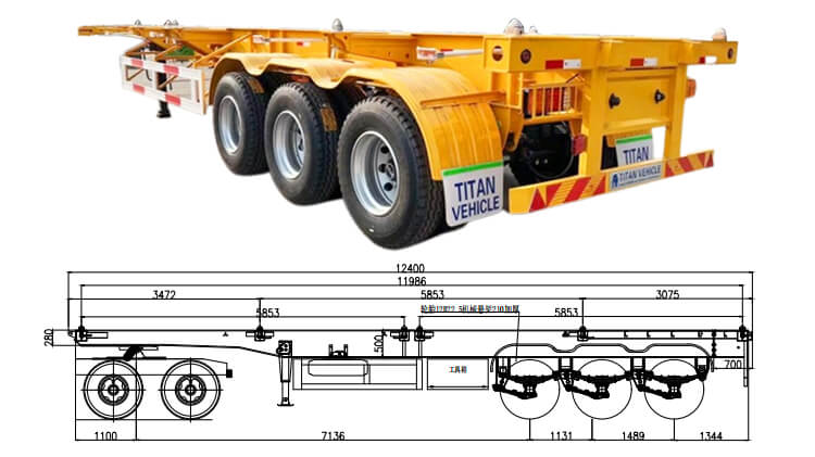 3 Axle 40ft Shipping Container Trailer for Sale in Dominica