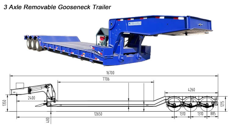 3 Axle Removable Gooseneck Lowboy Trailer for Sale in Dominica