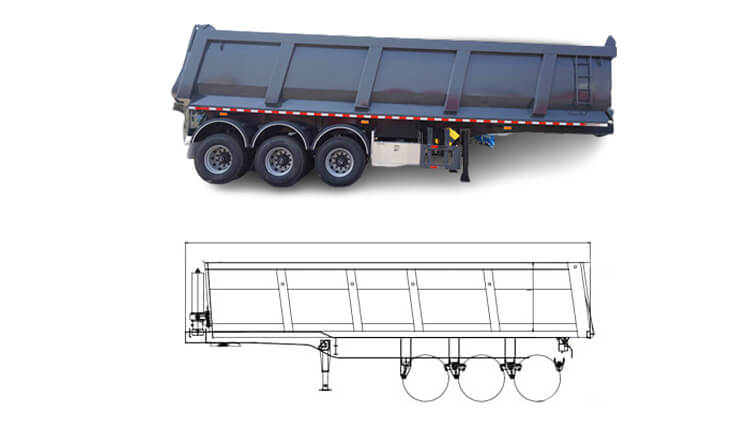 3 Axle 33cbm Dump Truck Trailer for Sale in Dominica