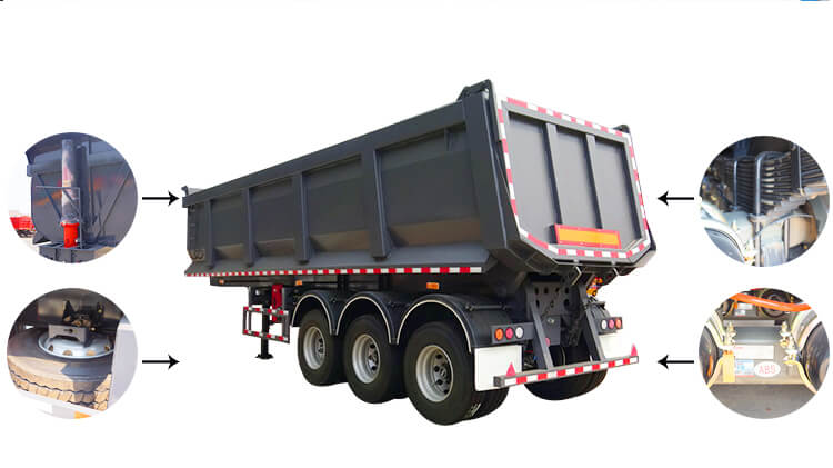 3 Axle 33cbm Dump Truck Trailer for Sale in Dominica